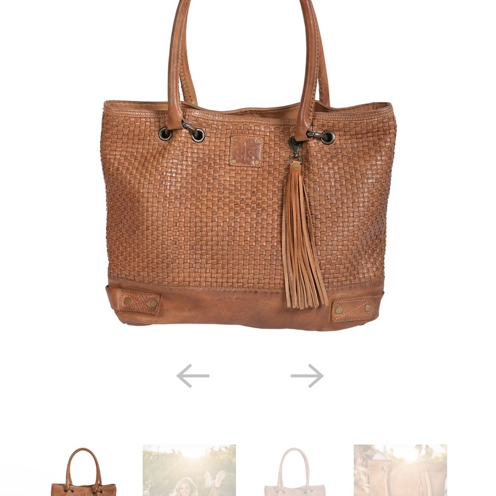 STS Ranchwear Woven Brown Leather Tote